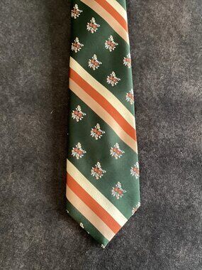 VTG SEARS Men’s Store Green & Brown Striped Classic Short Tie